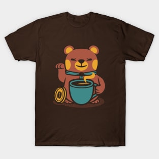 Bear Coffee Manekineko by Tobe Fonseca T-Shirt